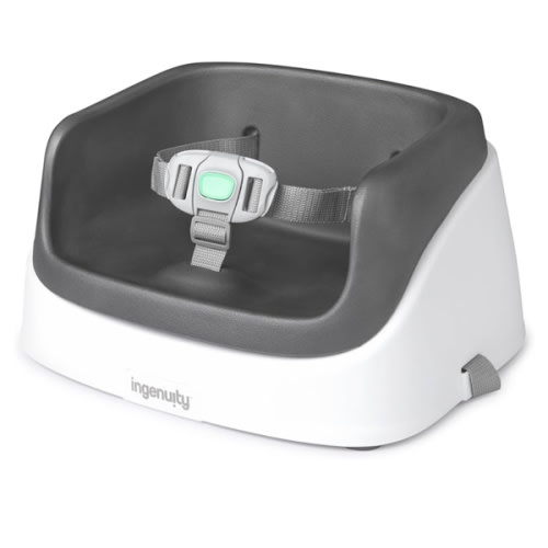 Ingenuity SmartClean Toddler Booster Seat for Kitchen Chair – Lightweight for on-the-go, Easy-Clean, 3-Point Harness Strap – Booster Seat for Dining Table, Slate