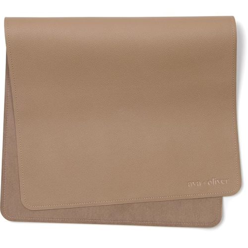 Ava + Oliver Vegan Leather Baby Changing Mat (16 X 30 in) - Multipurpose Wipeable and Portable Diaper Changing Pad - Foldable for Travel (Taupe)
