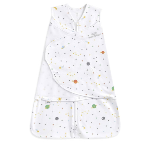 HALO 100% Cotton Sleepsack Swaddle, 3-Way Adjustable Wearable Blanket, TOG 1.5, Space, Newborn, 0-3 Months