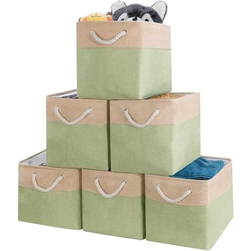 Fabric Cubes Storage Basket (Yellow/Green, 6pcs-11''x11'')