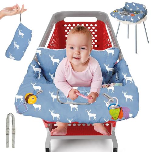 Shopping Cart Cover for Baby PILLANI, High Chair Cover for Restaurant Seat, Grocery Cart Cover for Baby Girl and Boy, Cotton Buggy Covers for Babies, Toddler Shopping Cart Cover