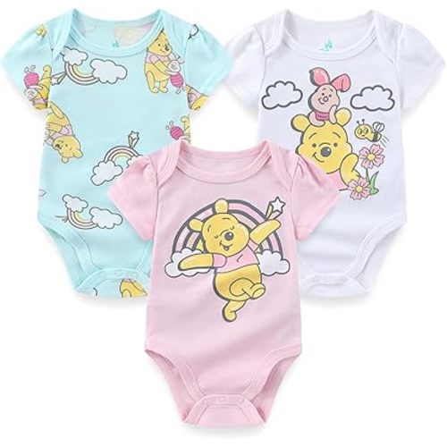 Disney Winnie the Pooh Baby Girls 3 Pack Bodysuits for Infants