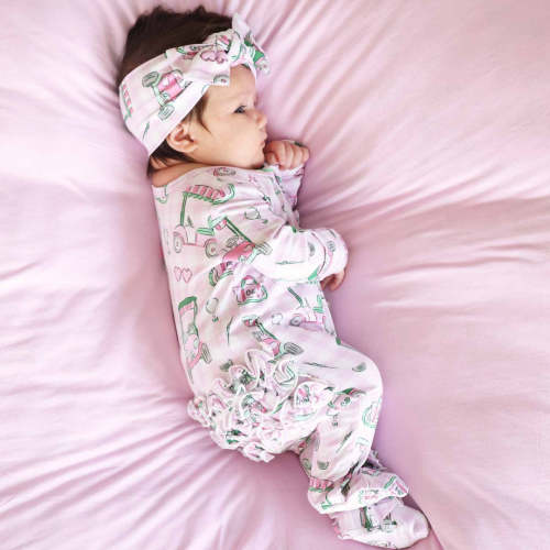 Birdie Babes Ruffle Zipper Footie | Pink