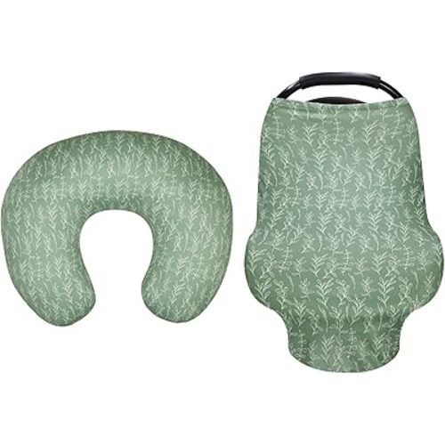 Green Sage Nursing Pillow Cover, Breastfeeding Pillow Slipcover for Baby Girls,Baby Car Seat Cover Girls