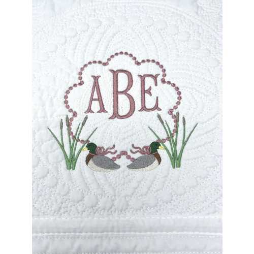Embroidered Quilt with Mallard Duck for Baby Girl, Personalized Baby Blanket, Baby Girl Quilt, Mallard Duck Nursery Decor, Baby Shower Gift