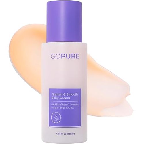 GOPURE Tighten & Smooth Belly Cream - Clinically Tested with MicroTight4 Complex to Reduce the Appearance of Cellulite & Stretch Marks - Quick Absorbing for Smoother, Firmer-Looking Skin, 4.25oz