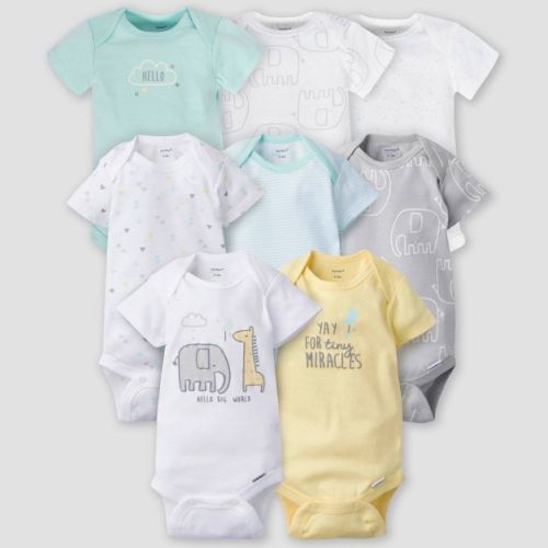 Gerber Baby 8pk Animals Onesies - Green/White