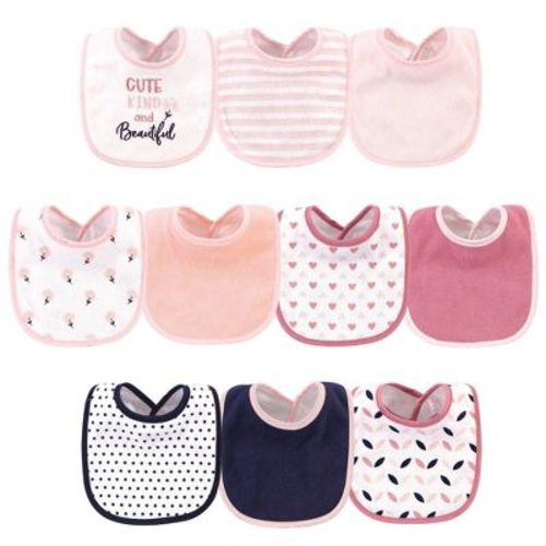 Hudson Baby Infant Girl Cotton And Polyester Bibs 10pk, Cute, Kind And Beautiful, One Size