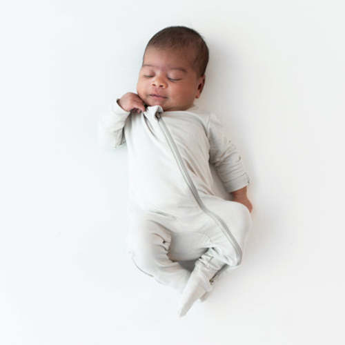 Zippered Footie in Oat Color, 0-3 months