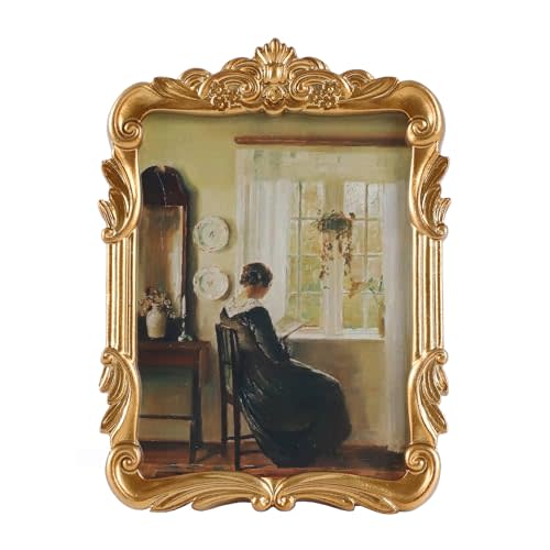 Kangce Vintage Picure Frames 5x7 Antique Victorian Gold Bronze Picture Frames for Tabletop and Wall Mount Ornate Retro Home Decor Gallery Wall Art (5x7 inch)