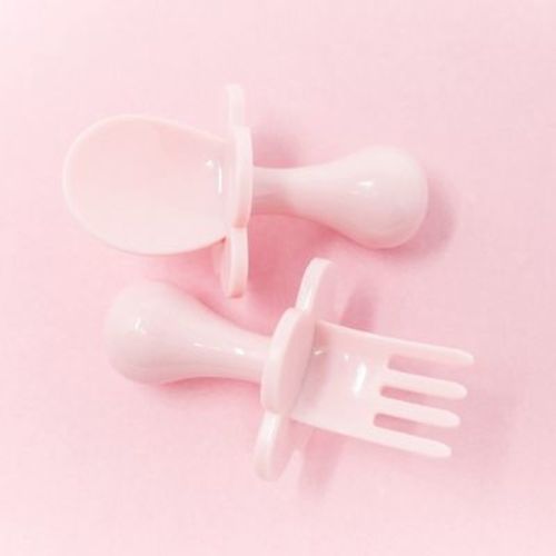 Grabease Toddler Utensils Baby Utensils Baby Forks for Self Feeding, BPA-Free & Phthalate-Free for Baby & Toddler, 1 Set, Blush