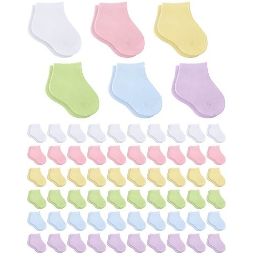 Jecery 60 Pairs Infant Newborn Socks Bulk Cotton Baby Unisex Socks Low Cut Stretch for Toddler Boys Girls