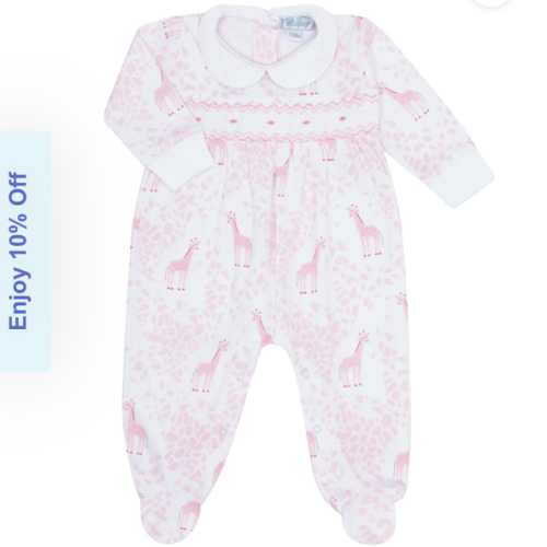 Pink Giraffe Print Smocked Footie