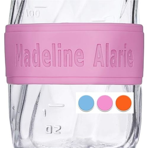 Custom Baby Bottle Labels for Daycare Pink Blue or Orange 4 Pack Sippy Cup Labels Personalized Bands
