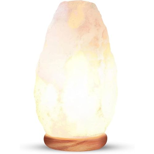 Himalayan Glow White Salt Crystal Lamp, Natural Salt Night Light, Hand Crafted Salt Lamps with Neem Wooden Base, Salts Lamp Bulb,(ETL Certified) Dimmer Switch | 5-7 LBS