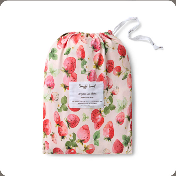 Strawberry Organic Fitted Cot Sheet | Snuggle Hunny