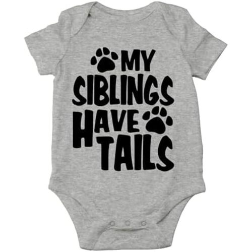 AW Fashions My Siblings Have Tails Baby Bodysuit Funny Cute Newborn Outfit Girl Boy Unisex Romper Clothes