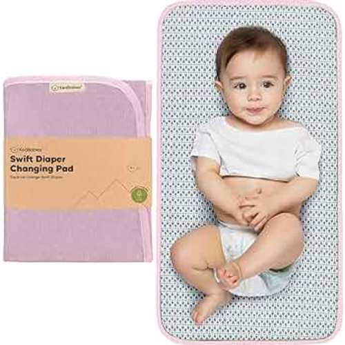 Portable Diaper Changing Pad - Waterproof Foldable Baby Changing Mat - Travel Diaper Change Mat - Lightweight Changing Pads for Baby - Baby Changer - Machine Washable (Sweet Pink)