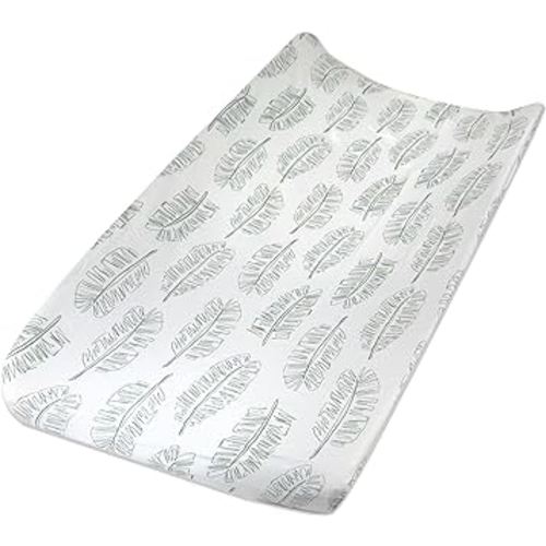 HonestBaby Organic Cotton Changing Pad Cover, Jumbo Leaf Sage, One Size