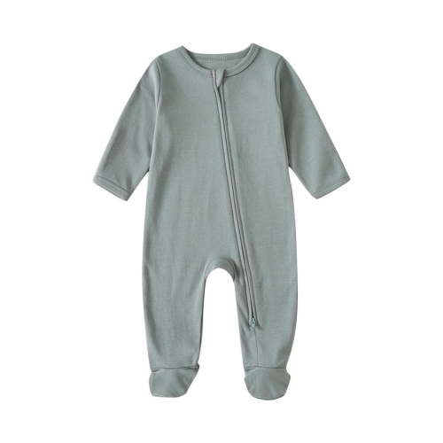 Hinvhai Newborn Footie Pajamas Cuffs Sleepers Baby Boy Girl Onesie Footed One-Piece Romper Green 3 Months