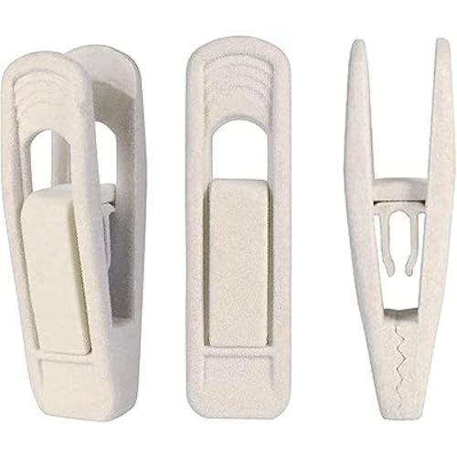 Velvet Hangers Clips, 20 Pack Beige Pants Velvet Clips, Clothes Hanger Clip Strong Finger Flocked Clips Fit for Ivory Velvet Hangers