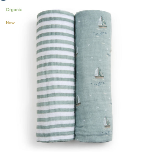 aden + anais Organic Cotton Muslin Swaddles in Sailing Seas 2 Pack