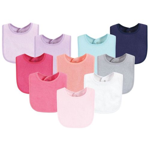 Hudson Baby Girls Drooler Bib With Waterproof Lining, Pink Mint, One Size