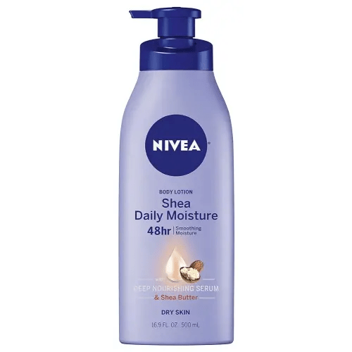 NIVEA Shea Nourish Body Lotion for Dry Skin with Hyaluronic Acid, Shea Butter and Deep Nourishing Serum, 48-Hour Body Moisturizer, 16.9 Fl Oz Pump Bottle