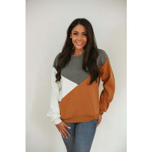 Crewneck Velour Interior Diagonal Zip Breastfeeding Sweatshirt