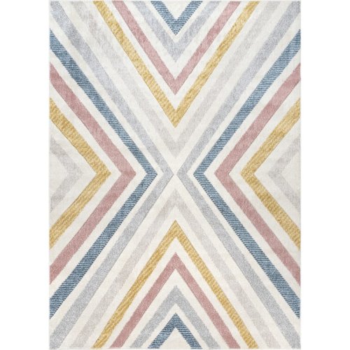 Magallanes Contemporary Chevron Power Loom Beige/Pink/Blue/Gray Rug