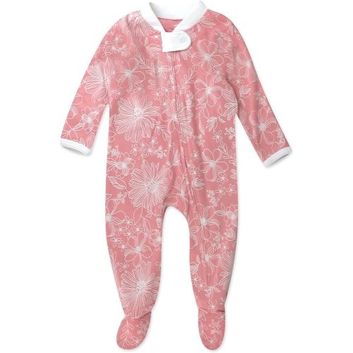 HonestBaby Baby Girls' Sleep and Play Footed Pajamas One-Piece Sleeper Jumpsuit Zip-front Pjs Organic Cotton
