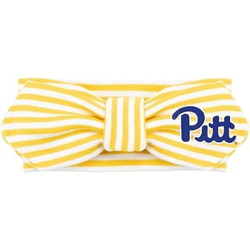 Creative Knitwear Pitt Panthers Infant Girls Gold/White Striped Hair Knot Headband Embroidered Logo - Size Newborn - 4T