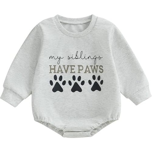 Kupretty Baby Boy Girl Sweatshirt Romper Cute Infant Irish Long Sleeve Bubble Romper Fall Winter Clothes 3 6 12 18 Months