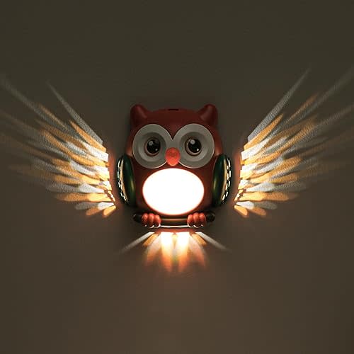 3D Owl Night Light for Kids - Motion Sensor LED Night Lamp with Magnetic Mount, 3 Modes (Steady/Motion-Activated/Fade), Rechargeable Type-C, Child-Safe Nursery Light for Bedroom, Hallway (Red)