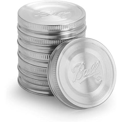 Ball Jar Stainless Steel One-Piece Mason Jar Lids, Regular Mouth, Silver