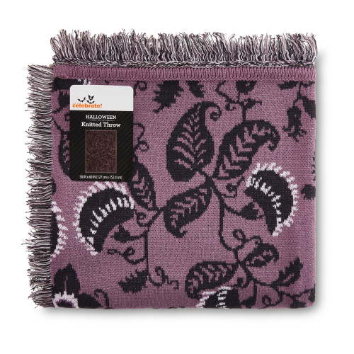 Way to Celebrate Halloween Soft Touch Multicolour Venus Flytrap Jacquard Knitted Tapestry Throw