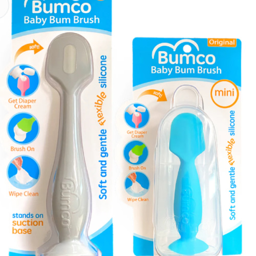 Bumco 2-Pack Full-Size & Mini Baby Bum Brush Bundle (Gray/Blue)