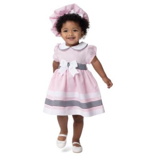 Baby Girl Sailor Dress with Matching Hat, 2-Piece Set