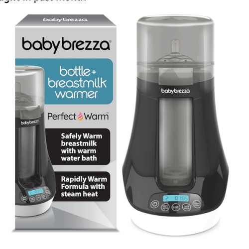 Baby Brezza Electric Baby Bottle Warmer, Breastmilk Warmer + Defroster - Only Brand with Different Temperatures for Breastmilk + Formula - Universal Fit for All Baby Bottle Sizes + Breastmilk Bags