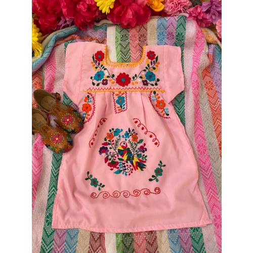 Babies -Toddlers -Girls Mexican hand embroidered dresses Pink Pastel Color