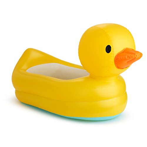 Munchkin Duck Inflatable Baby Bathtub with White Hot Heat Alert, Classic Yellow Ducky