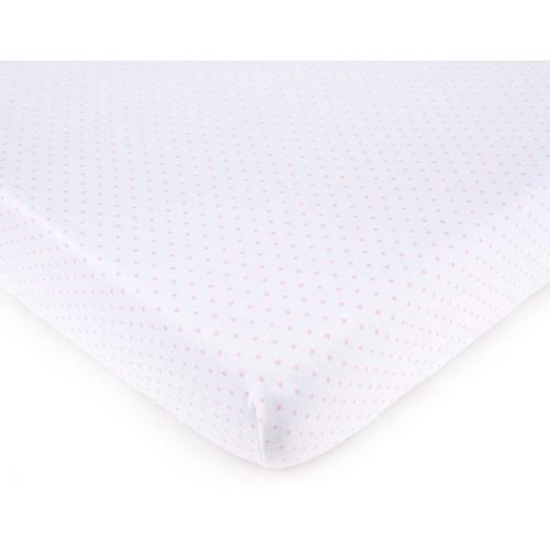 SheetWorld Fitted Pack N Play Playard Sheet Compatible with Maxi COSI Swift Play Yard 31 x 39 inches, 100% Cotton Jersey, Hypoallergenic, Butter Soft, Pink Pindot, Made in USA