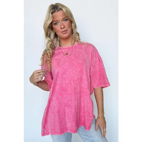 Breastfeeding and Pumping Friendly Oversized Acid Wash Nursing T-shirt