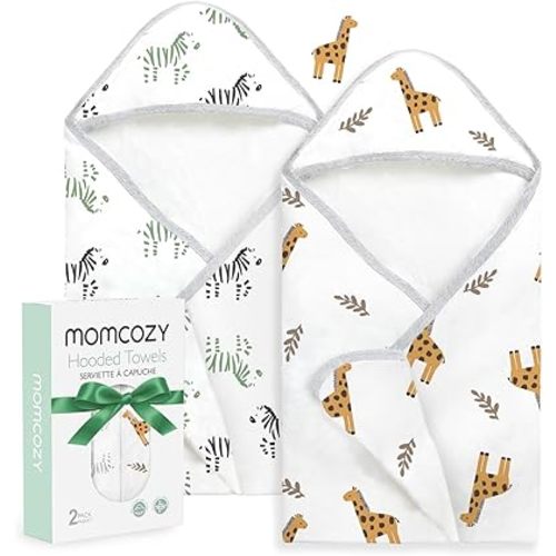 Momcozy Best Wishes Baby Towel with Hooded-Original Design Baby Towel Set -Soft & Absorbent- Shower Gifts or Bath Essential for Infant, Newborn, Toddler