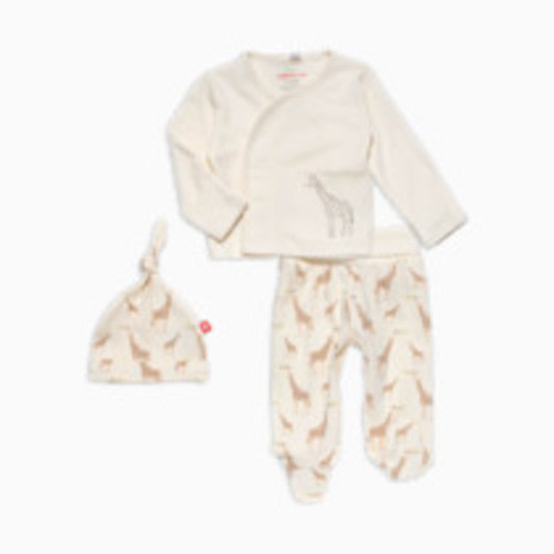 Magnetic Me Organic Cotton Magnetic Wrap 3-Piece Set - Cream Jolie Giraffe, 0-3 M
