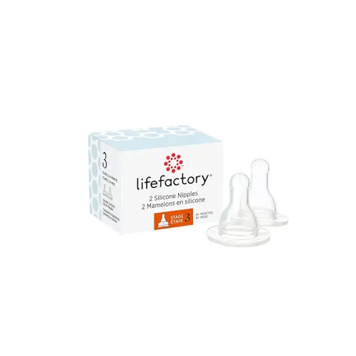 Lifefactory BPA-Free Stage 3 (6+ Months) Silicone Nipples 2-Pack