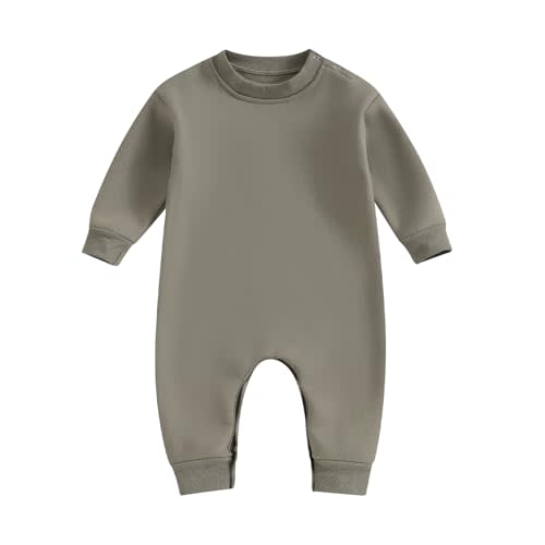 Newborn Baby Boy Girl Fleece Romper Jumpsuit Solid Color Long Sleeve Thick Sweater Onesie Warm Winter Outfit Clothes