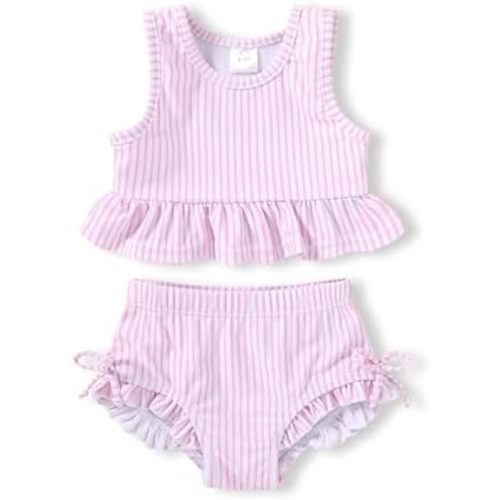 HAPPYMA Baby Swimsuit Toddler Girl Bathing Suit Summer Stripe Bikini Set Beach Two Piece Swim Wear