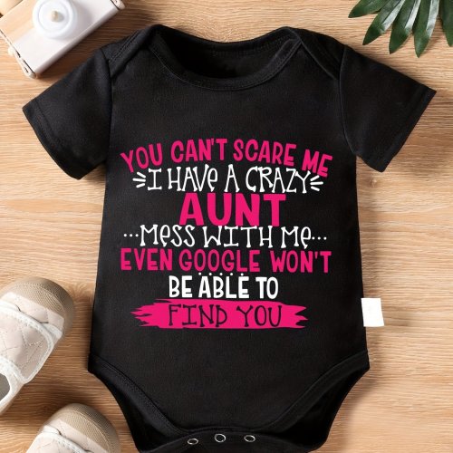 Children&#39;s Triangle Body Suit You Can&#39;t Scare Me... Letter Print Newborn Baby Boy and Girl Cute Short Sleeve Crawling Suit Diaper Cover