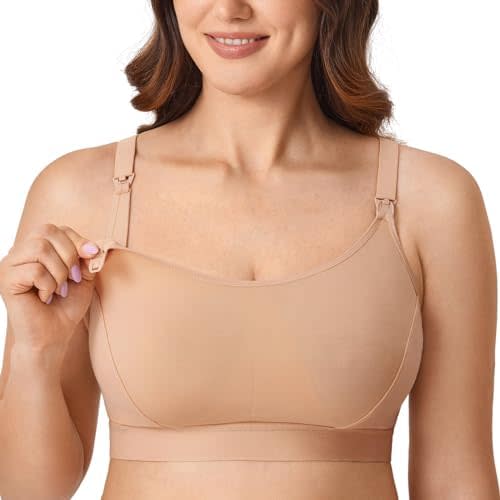 Gratlin Women's Plus Size Nursing Bra Support Nursing Sports Bra Cotton Breastfeeding Maternity Bras